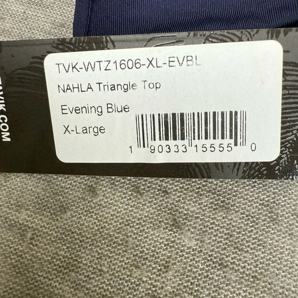 Tavik Nahla Triangle‎ Bikini Top Women's XL Evening Blue Stretch Beach Swimwear - Picture 6 of 6